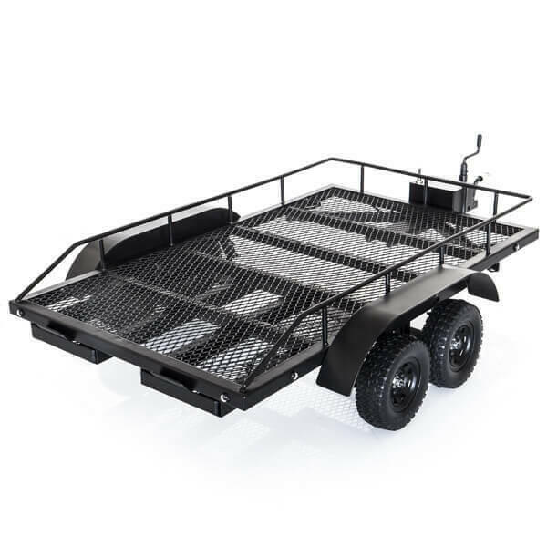 Trailer Remorque en acier double essieu avec kit Led (550x335mm) - Amewi 22197 - Breizh Modélisme.