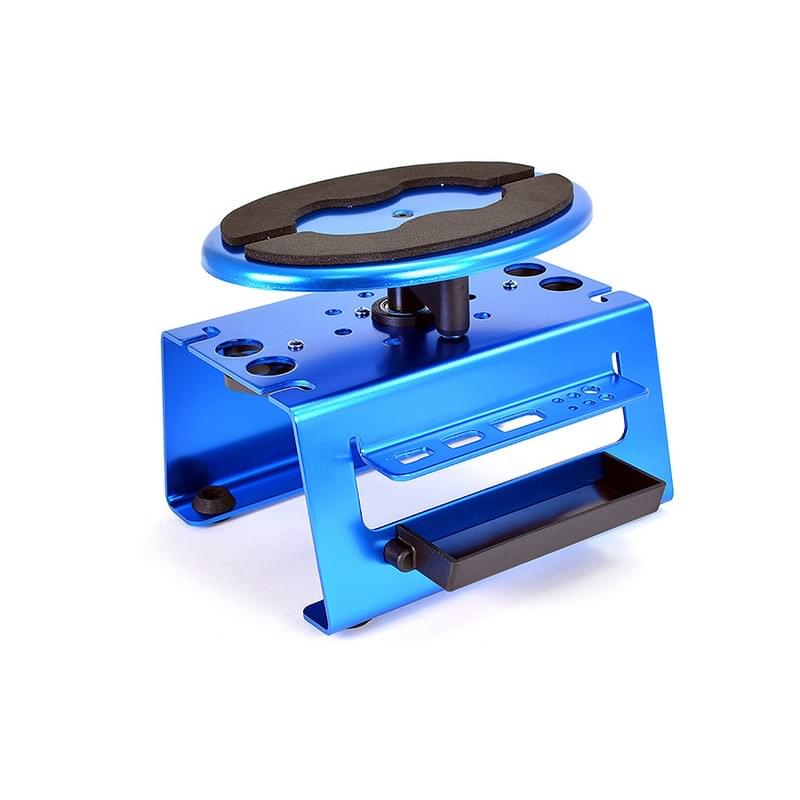 Stand, Plateau Pivotant Alu à verrouillage Deluxe 1/8 et 1/10 bleu - Breizh Modélisme.