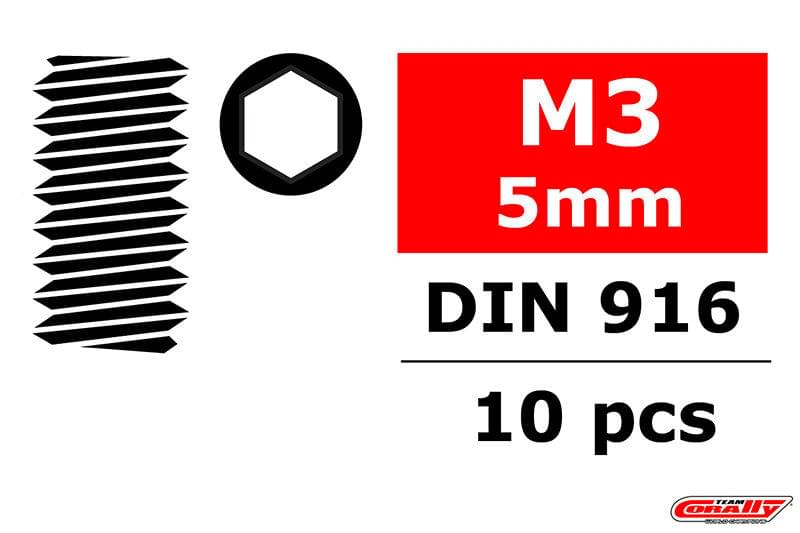 Vis de serrage en acier M3 x 5 mm hex (10 pcs) - C-3004-30-05 - Breizh Modélisme.