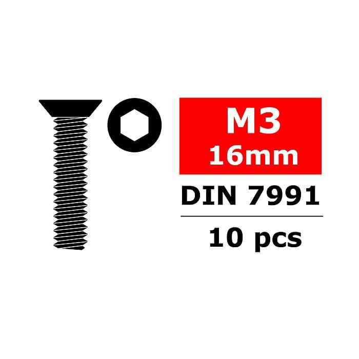 Vis en acier M3 x 8 mm tête plate hexagonale (10 pcs) - C-3002-30-08 - Breizh Modélisme.