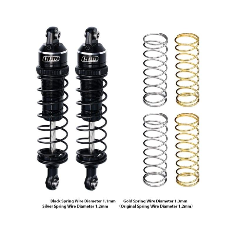 Amortisseur aluminium réglable avant/arrière 87mm + ressorts noir (2) GPM TRX MiniMaxx GPMTXMM087F/RBKBK - Breizh Modélisme.