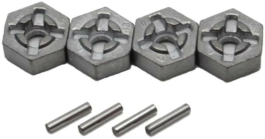 4 Hexagones aluminium + Clavettes - Funtek FTK-MT-TWIN-27 - 25-ZJ09 - Breizh Modélisme.