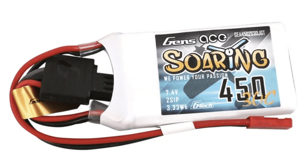 Batterie Lipo Gens Ace G-Tech Soaring 450 mAh 7,4 V 30 C 2S1P JST-SYP - Breizh Modélisme.