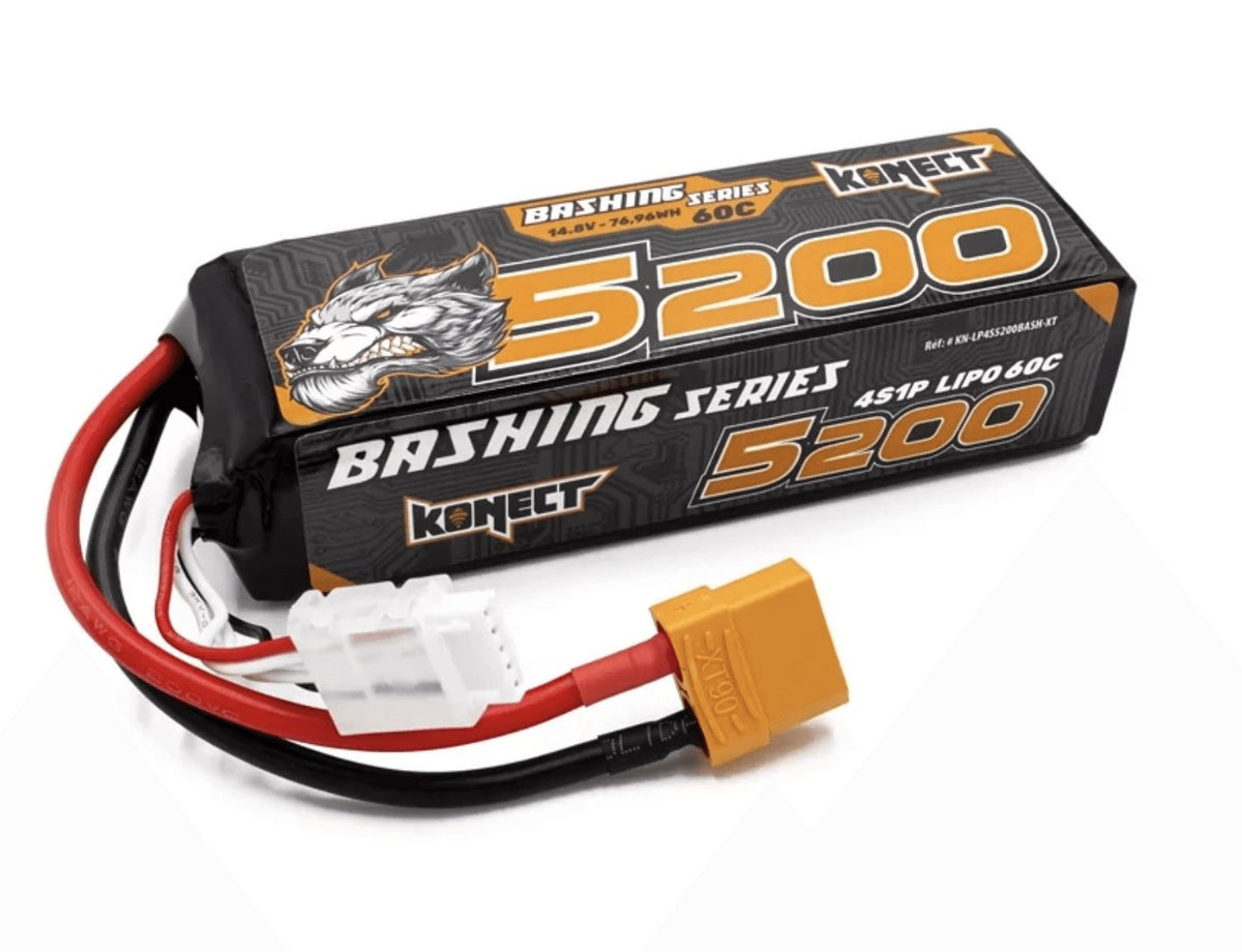 Konect Batterie Lipo 4s 14.8v 5200mah 60C 4S1P Bash XT90 - Breizh Modélisme.