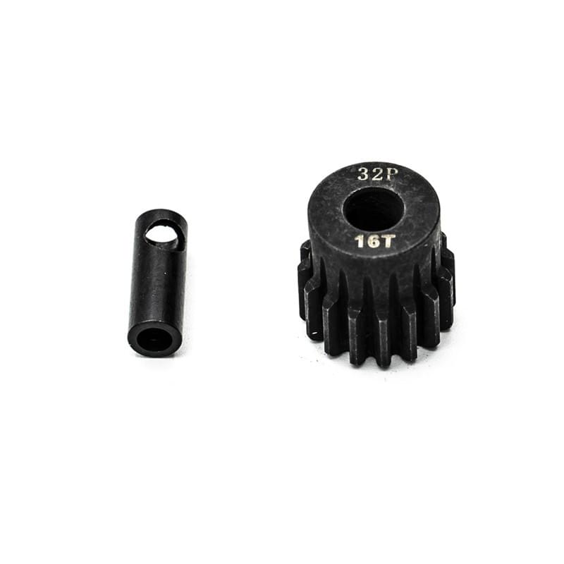 Pignon 16T acier 32dp ø5mm + adaptateur 3,17mm  - Hobbytech KN-183216 - Breizh Modélisme.