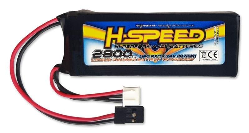 Batterie LiPo 2S 7.4V 2800mAh RX/TX (85x30x17mm) - Breizh Modélisme.