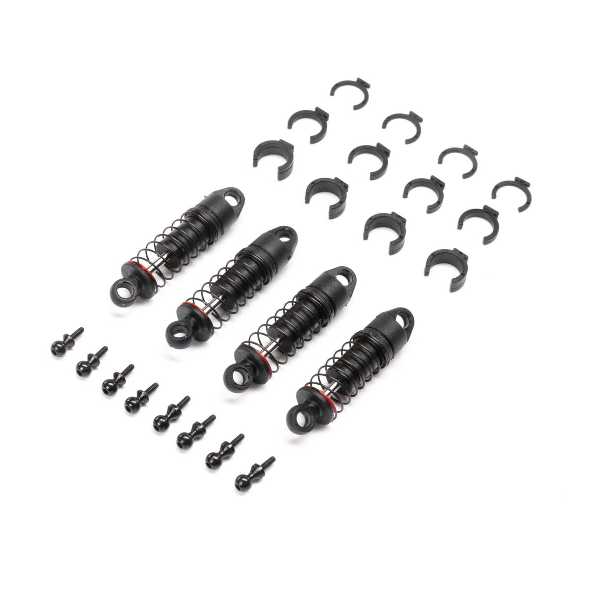 Ensemble d'amortisseurs à huile 6 mm (0,213 lb/po rouge) SCX24 (x4) - AXI203002 - Breizh Modélisme.