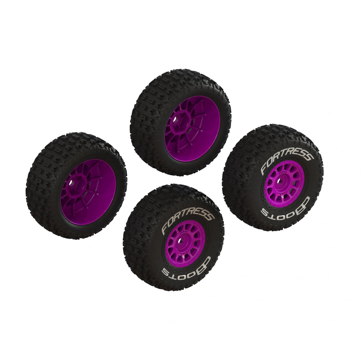 Jeu de pneus dBoots « FORTRESS » collés violet (2 paires) - ARA-1570 - Breizh Modélisme.