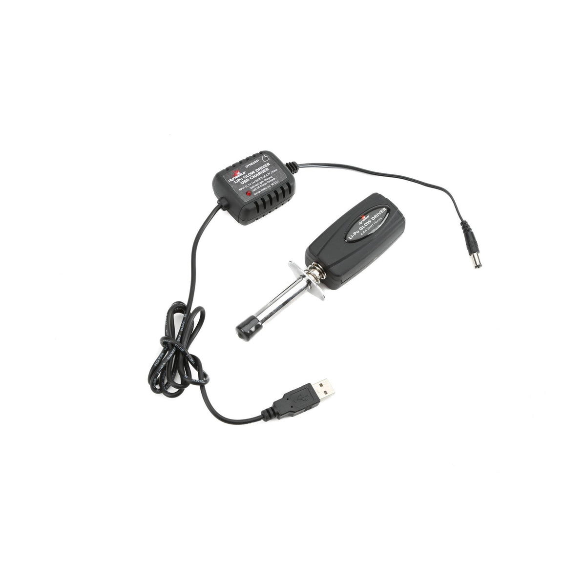 Pilote de préchauffage LiPo avec batterie et chargeur USB - DYNE0201 - Breizh Modélisme.