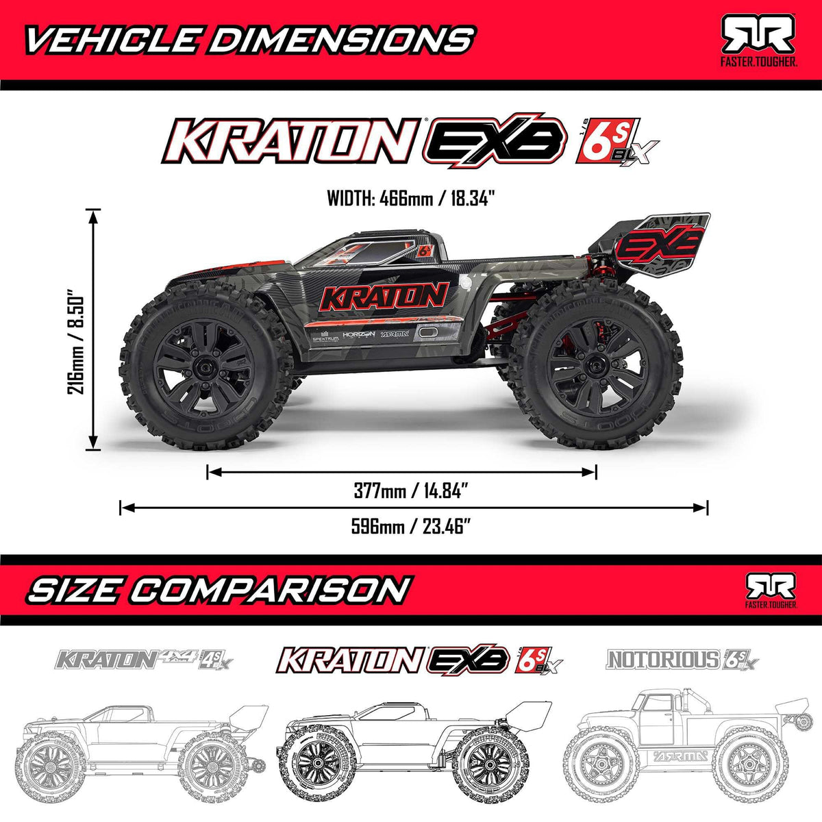 Arrma 1/8 Truggy Kraton 6S EXtreme Bash 4x4 RTR - ARA8708V6T1 - Breizh Modélisme.