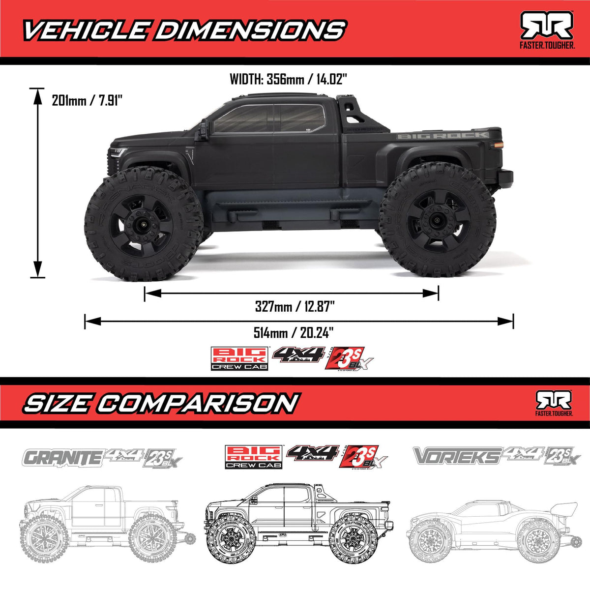 Monster truck RC Arrma Big Rock 223S 4x4 1/10 brushless RTR vert – ARA4312V4T2