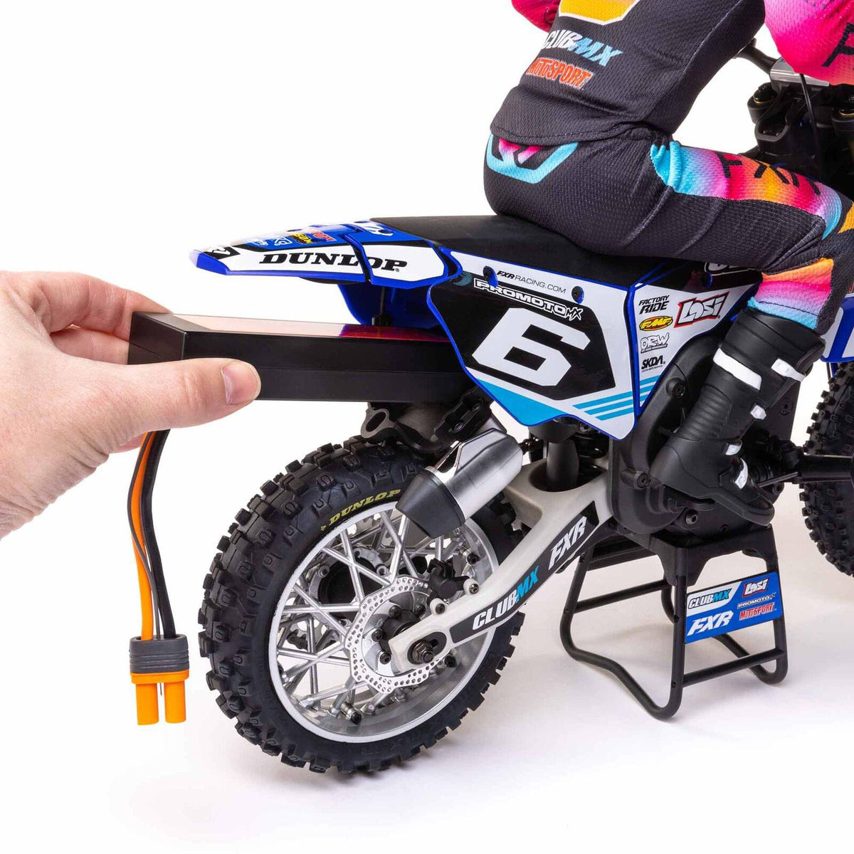 Moto RC Losi 1/4 Promoto-MX Motorrad RTR, Club MX LOS06000T2 bleu - Breizh Modélisme.