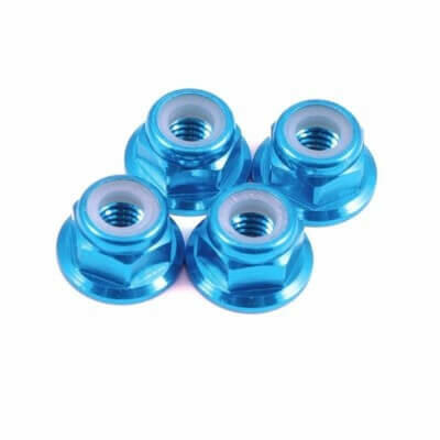 4 Écrous de roue M4 bleu (Voitures 1/10, 1/12) - HRC1051BL - Breizh Modélisme.