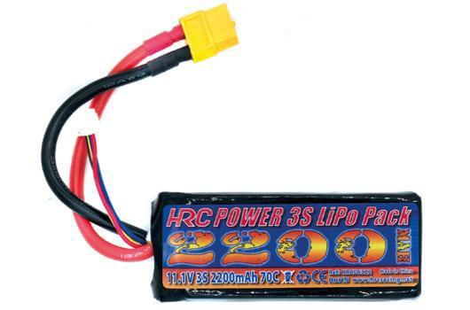 Batterie LiPo 3S 11.1V 2200mAh 70C - (90x35x26mm) - XT60 - Breizh Modélisme.