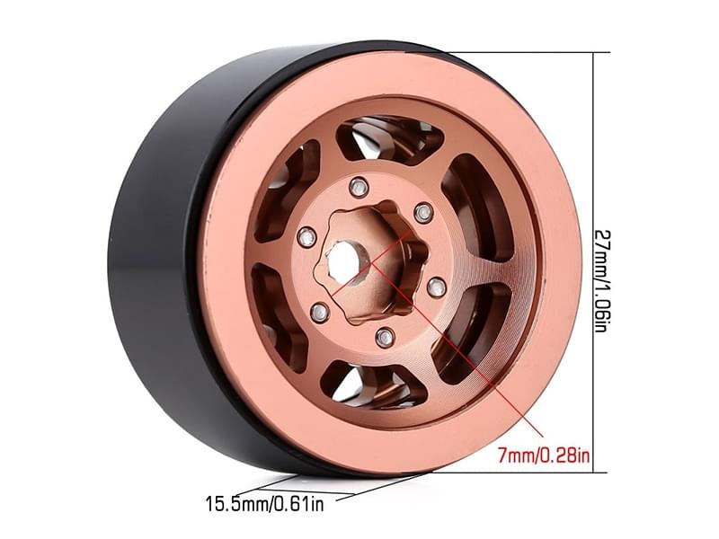 Injora 4 jantes 1.0 Beadlock Alu pour crawlers 1/18 1/24 (W1049) - Bronze - Breizh Modélisme.