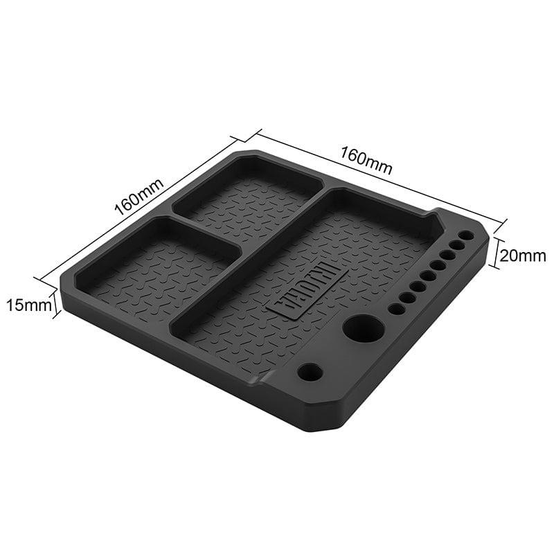 Plateau de pièces en silicone INJORA avec support à outils (160 x 160 mm) - TOOL-66 - Breizh Modélisme.