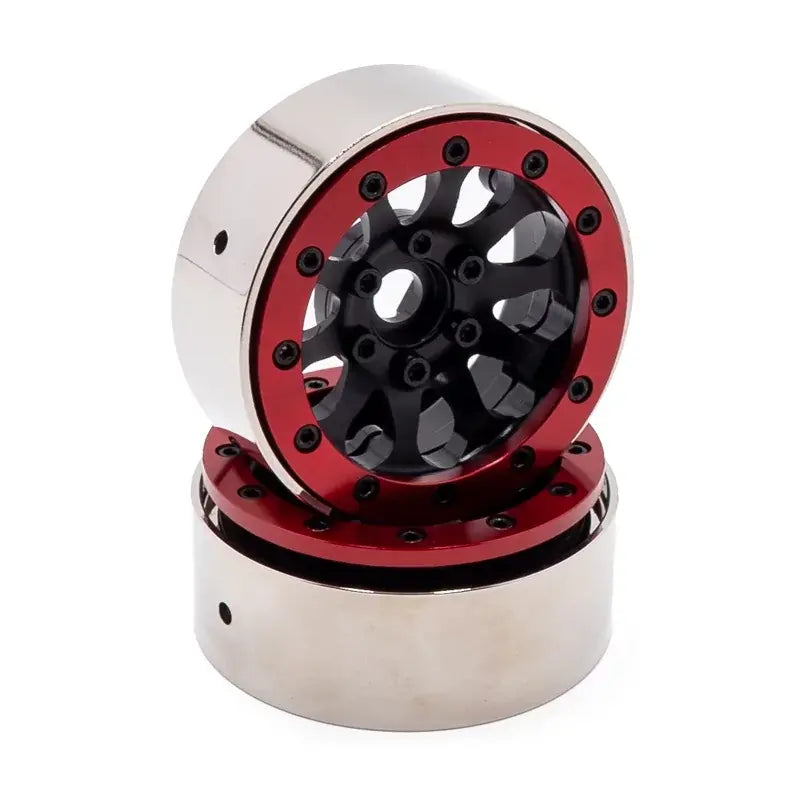 Jantes Crawler Rouge/Noir Alu/Métal 1.9 beadlock Performance (x2) - HTR-T602
