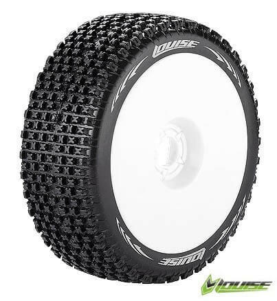 2 pneus et jantes B-PIRATE 1/8 Buggy Soft Av/Arr - Louise RC 3126SW - Breizh Modélisme.