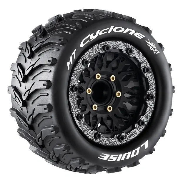 2 Pneus et jantes Louise MT-CYCLONE Traxxas Maxx Soft Black (MFT) LT3310SX - Breizh Modélisme.