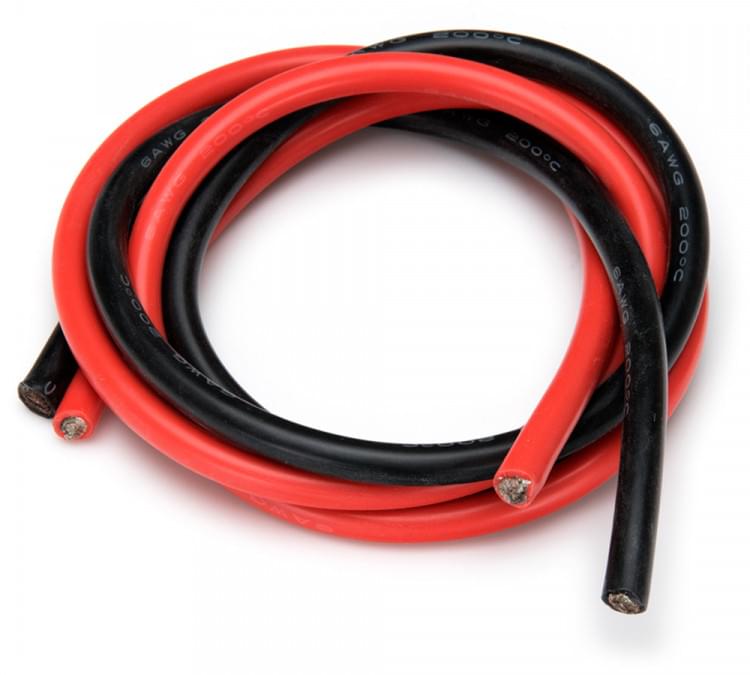 Câble silicone Rouge + Noir 6 AWG - 1 Mètre - Breizh Modélisme.