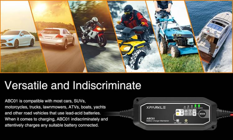 Chargeur de batterie de voiture automatique Xparkle ABC01 12 V 230 VCA SK990004-01 - Breizh Modélisme.