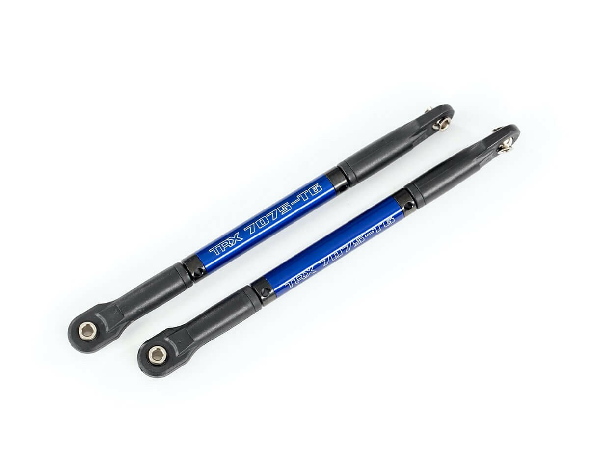 2 Biellettes Acier renforcés alu anodisés bleu - E-Revo vxl 2.0 - Traxxas 8619X (8618) - Breizh Modélisme.