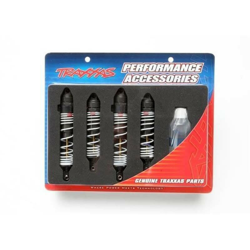 4 Amortisseurs Traxxas 5862 gros volume complet AV et ARR + Huile - Breizh Modélisme.