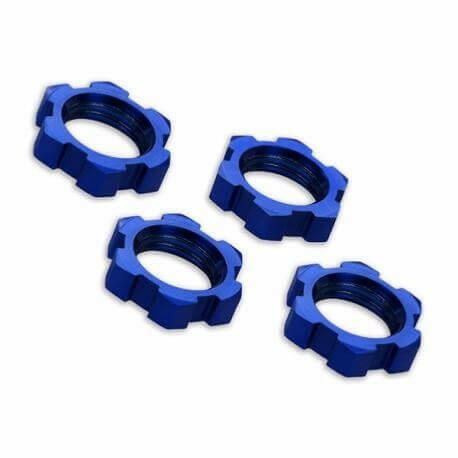 4 Écrous de roues 17mm alu bleu - Traxxas 7758 - Breizh Modélisme.