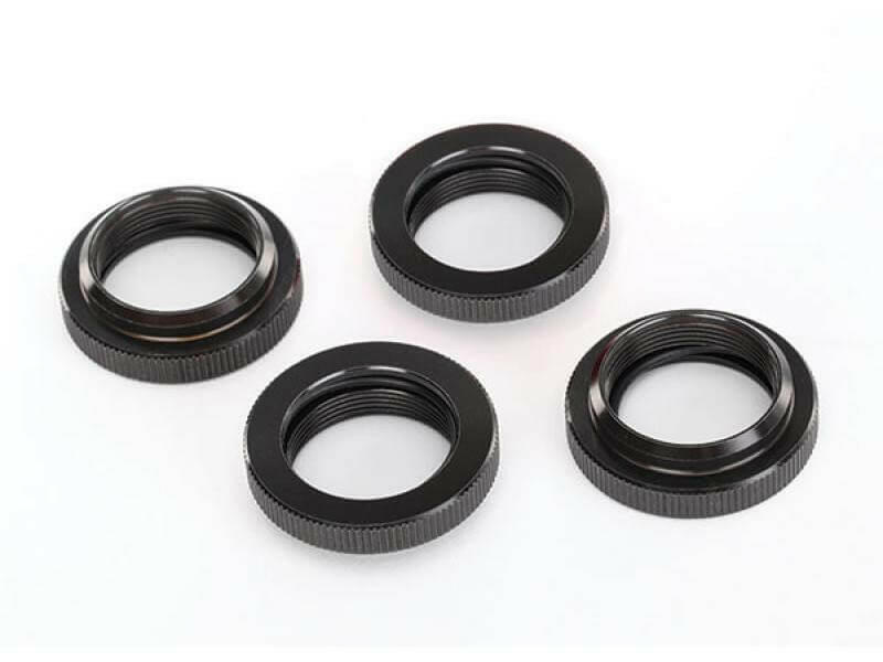 Bagues d'amortisseur réglables GTX aluminium noir (x4) - Traxxas 7767X - Breizh Modélisme.