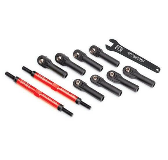 Biellettes aluminium rouge avant/arrière (x2) - Traxxas 8638R - Breizh Modélisme.