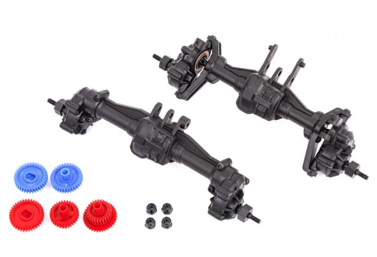 Kit d'essieu avant + arrière complet (réduction 2,56:1) pour TRX-4M - Traxxas 9843R - Breizh Modélisme.