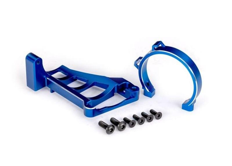 Support moteur alu anodisé bleu Traxxas 10262 - Breizh Modélisme.