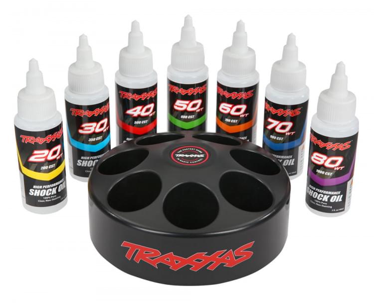 Traxxas 5038X Lot d'huiles silicone Amortisserurs 20/30/40/50/60/70/80WT + Carrousel - Breizh Modélisme.