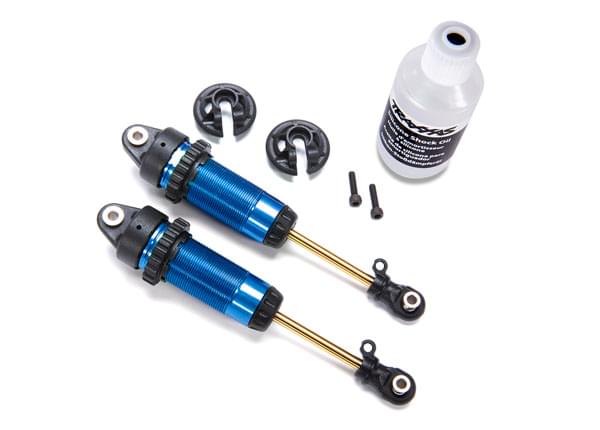 2  Amortisseurs Arrière Traxxas 7462 GTR Alu Bleu sans ressorts - Breizh Modélisme.