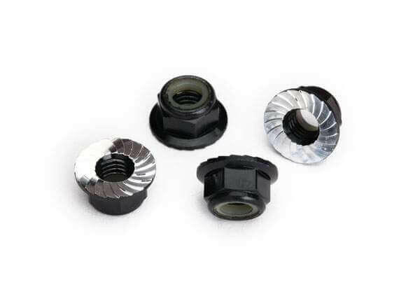 4 Écrous Nylstop de roues 5mm M5 Alu noir - Traxxas 8447A - Breizh Modélisme.