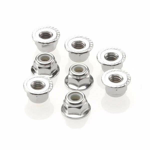 8 Écrous nylstop acier epaulés 4mm M4 - Traxxas 3647 - Breizh Modélisme.