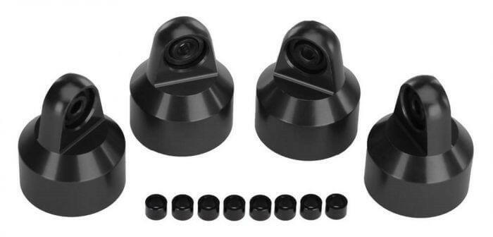 Bouchons d'amortisseur GTX aluminium noir (x4) - Traxxas 7764X - Breizh Modélisme.
