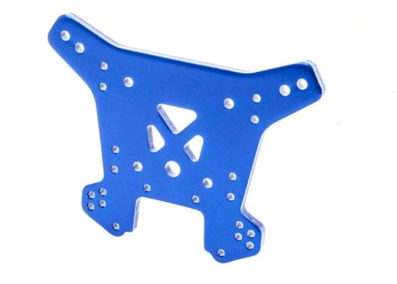 Support d'amortisseurs arriere alu bleu - Traxxas sledge 9538 - Breizh Modélisme.