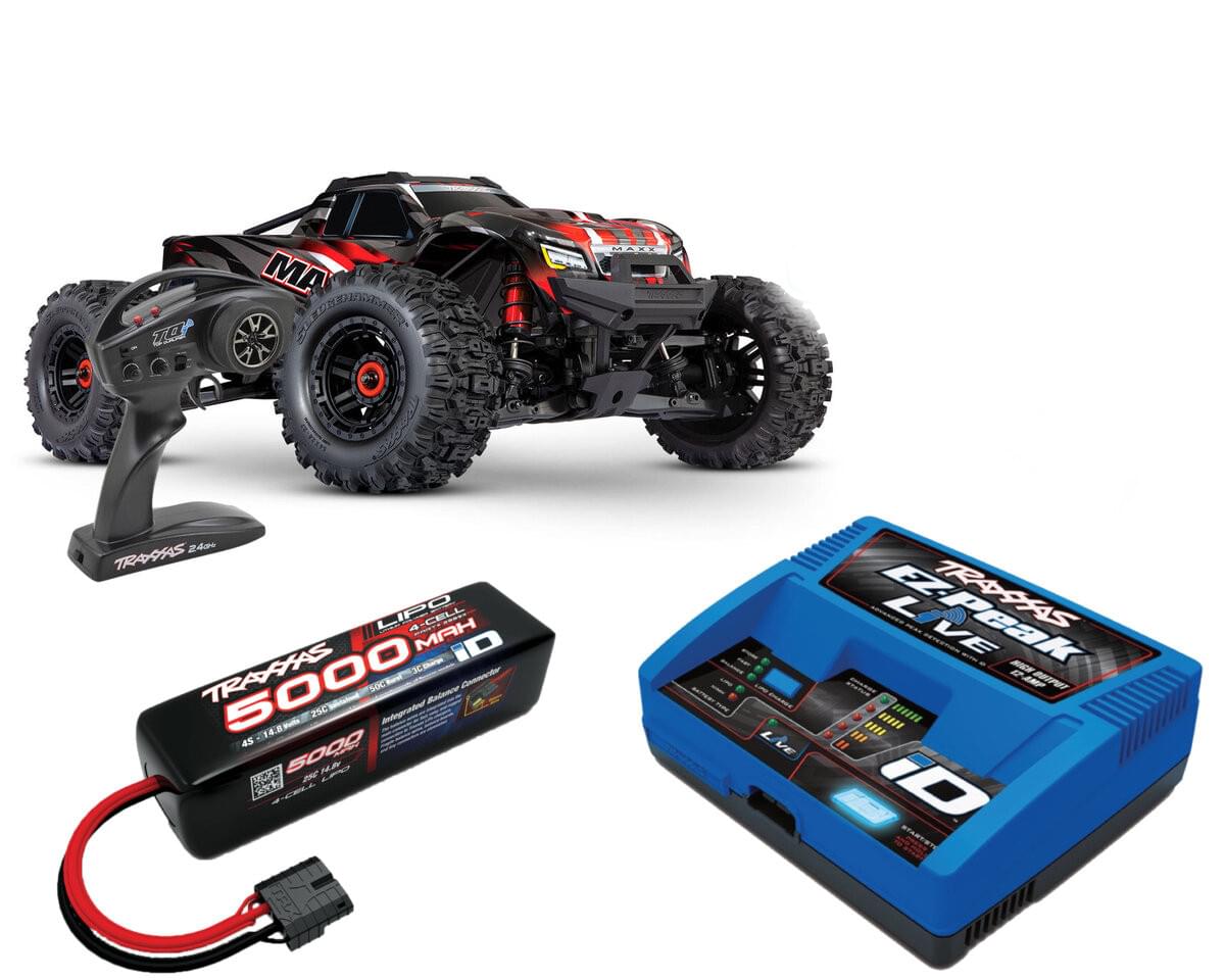 Combo Traxxas Wide-MAXX 4S rouge 1/10 - 89086-4 - Breizh Modélisme.