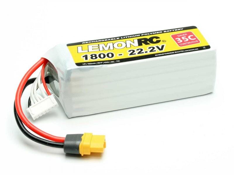 Accu LiPo LEMONRC 1800 - 22.2V (35C) XT60 - Breizh Modélisme.