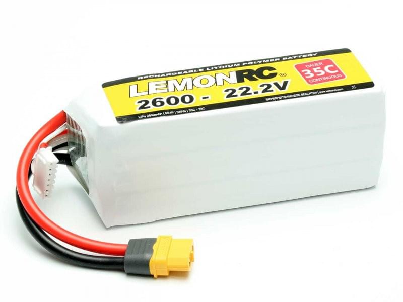 Accu LiPo LEMONRC 2600 - 22.2V (35C) XT60 - Breizh Modélisme.