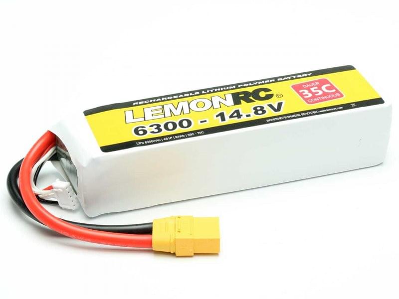 Accu LiPo LEMONRC 6300 - 14.8V (35C) XT90 - Breizh Modélisme.