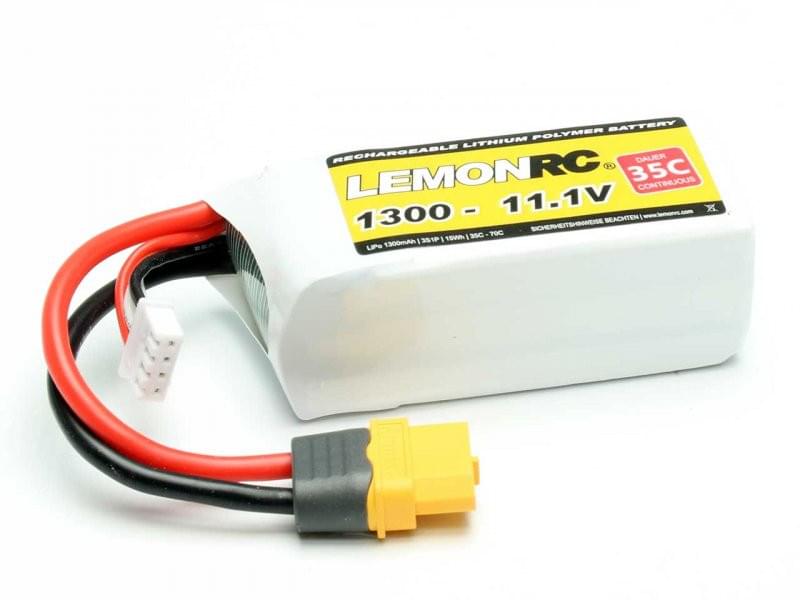Batterie LiPo 3S LemonRC 1300mah - 11,1V (35C) XT60 - 15711 - Breizh Modélisme.