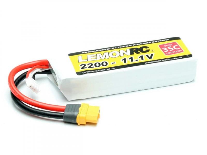 Batterie LiPo 3S LemonRC 2200mah - 11,1V (35C) XT60 - Breizh Modélisme.