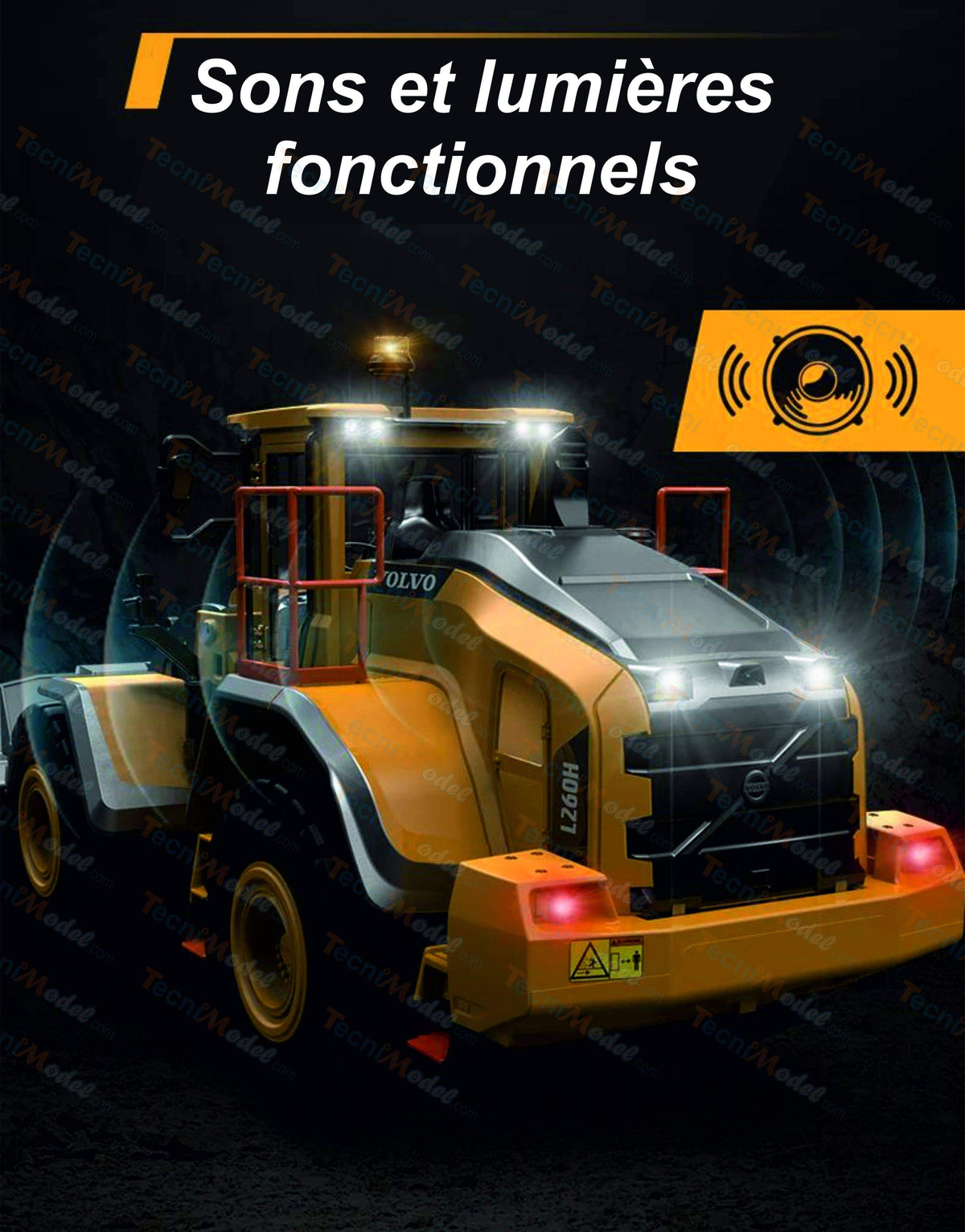 Chargeuse en métal 1/16 V2 RC Volvo L260H 4WD - E592-003 - Breizh Modélisme.