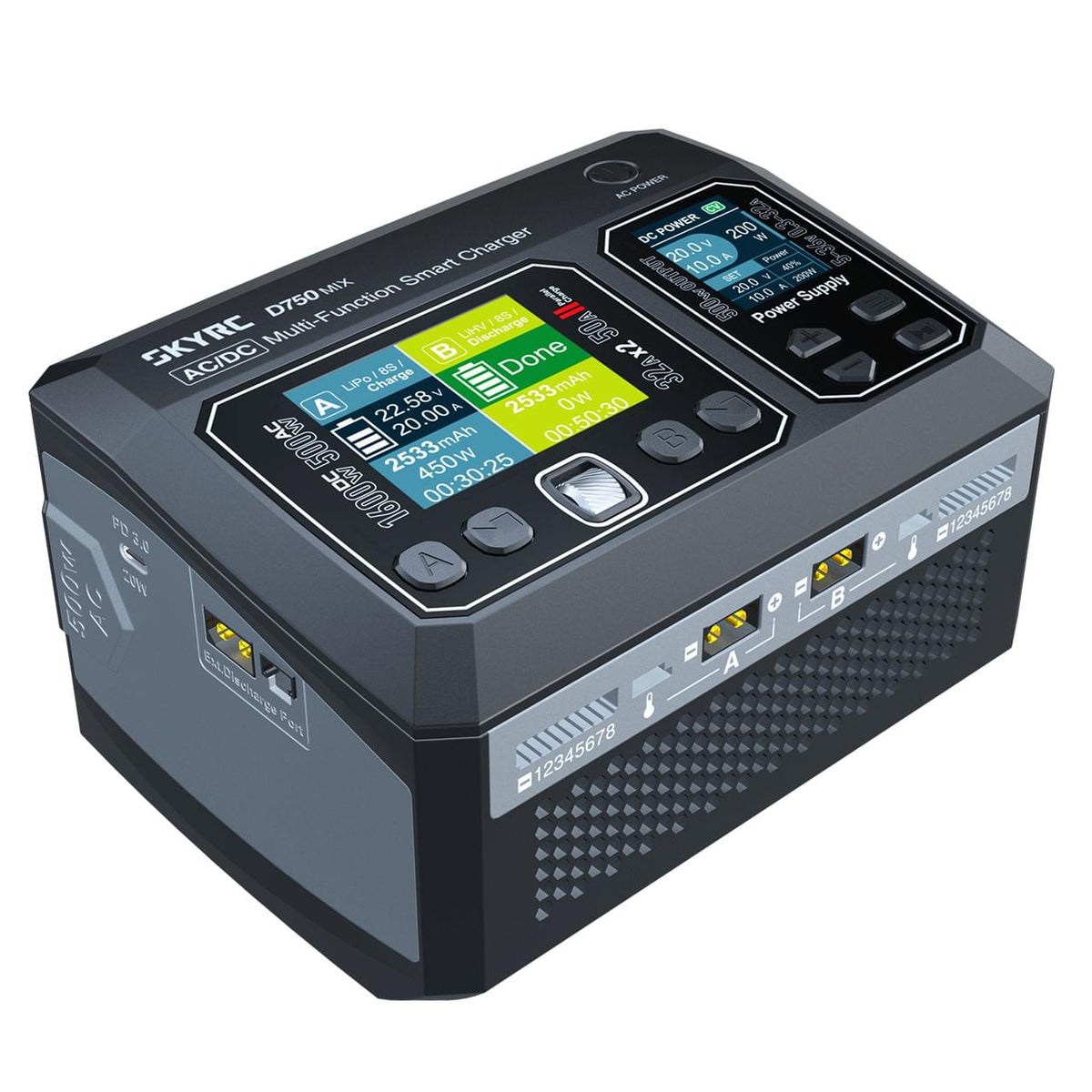 Chargeur SkyRC D750 MIX LiPo 1-8s 32A 500W AC - SK100201-01 - Breizh Modélisme.