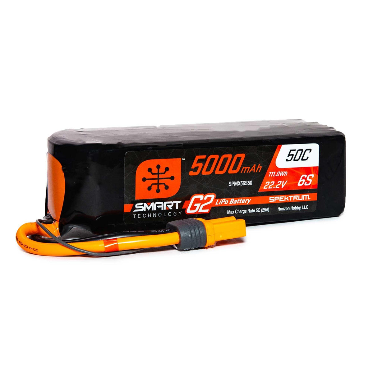 Batterie LiPo Smart G2 22,2 V 5000mAh 6S 50C IC5 Spektrum - SPMX56S50 - Breizh Modélisme.