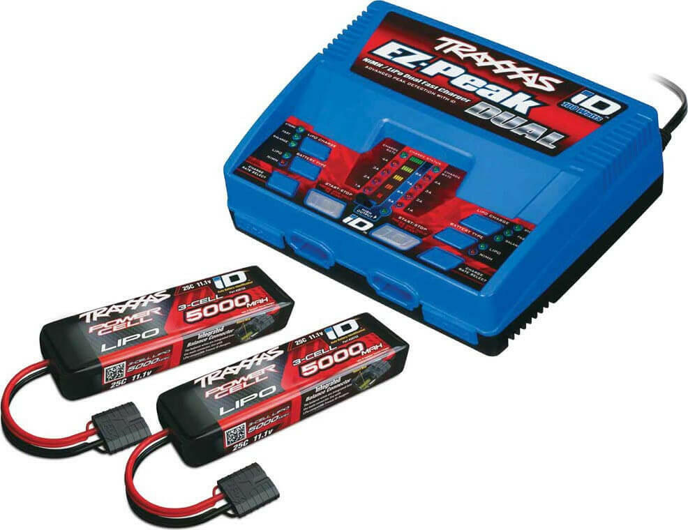 Combo Chargeur Traxxas 2990 avec 2 Batteries Lipo 3S 11.1V 5000mAh - Breizh Modélisme.