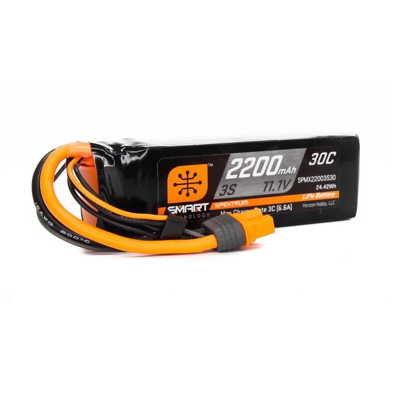 Spektrum Accu lipo Smart 11.1v 2200mah 30C IC3 - SPMX22003S30 - Breizh Modélisme.