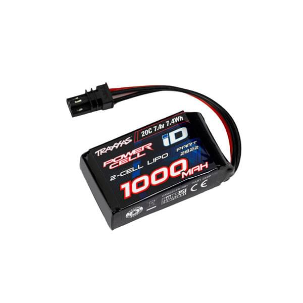 Batterie Lipo 2S 7,4V 1000mAh 20C prise iD TRX-4M - 2822 - Breizh Modélisme.